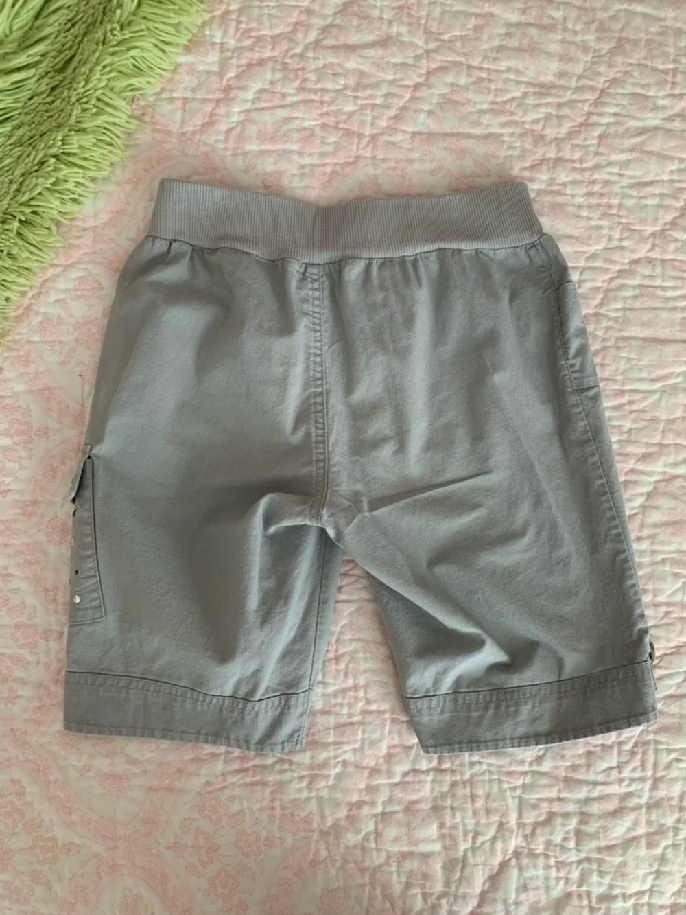One Step Up Shorts Girl M (10-12) Gray Bermuda Twill Cargo Pocket Studs Stretchy